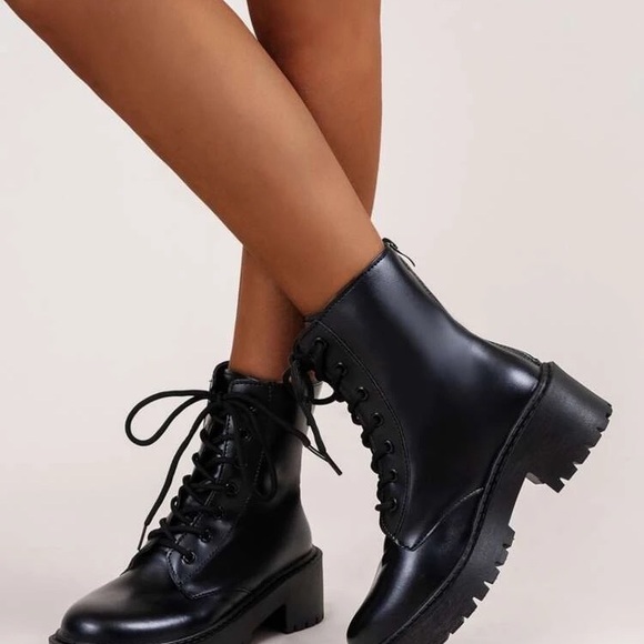 Shein Black Combat Boots - Picture 2 of 7